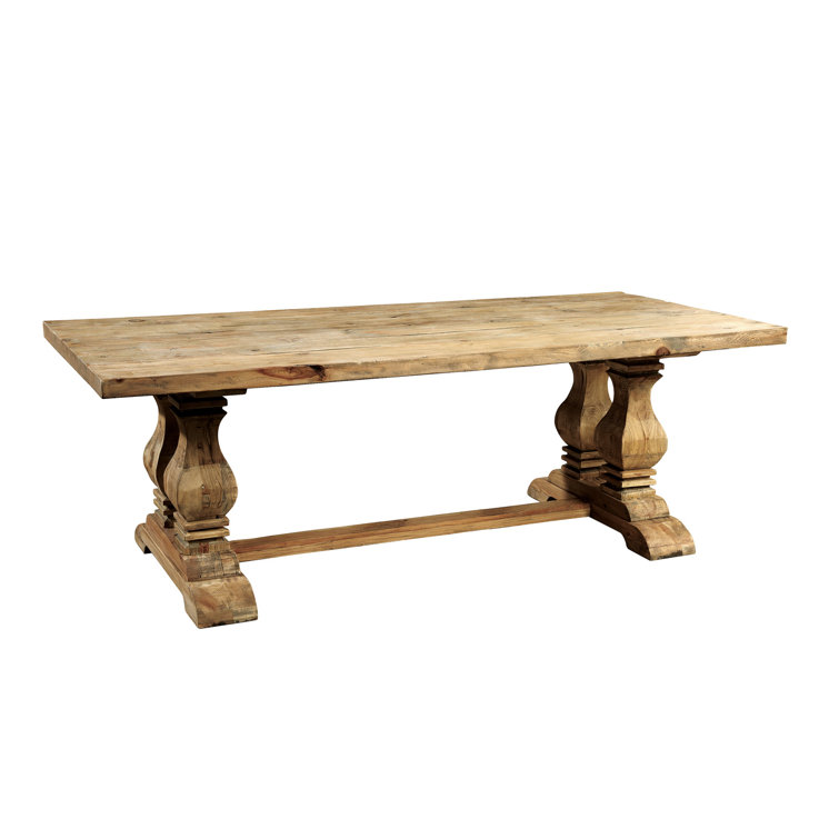 Rosalind Wheeler 87'' Pine Solid Wood Trestle Dining Table